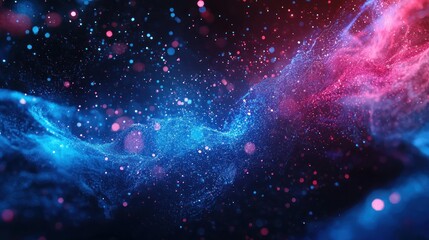 Obraz premium Cosmic Nebula: A Symphony of Blue and Pink