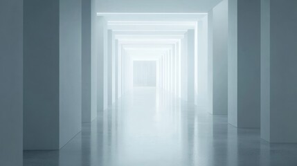 Obraz premium Modern Minimalist White Corridor Interior Design