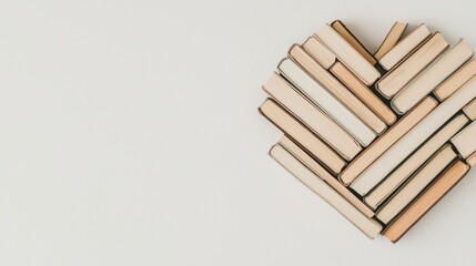 A heart made of books on a white background