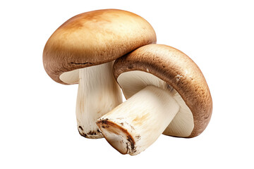 Fototapeta premium Closeup of Porcini mushroom showing its textured cap and stem isolated on a white background. Concept of fungi and nature