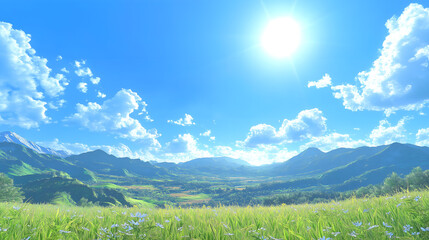 Obraz premium Majestic Mountain Valley with Dramatic Cloud Formation Under Brilliant Sun