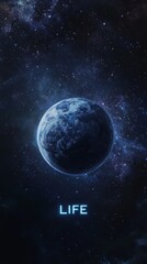 Obraz premium Earth in the Cosmos: A celestial canvas of stars and nebulae, a cosmic masterpiece, with the Earth, a vibrant blue orb, in the center, evokes a sense of wonder.