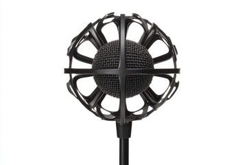 Obraz premium A retro style black metal microphone on a stand