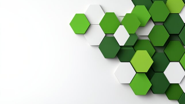 A green and white hexagon patterned background with a green