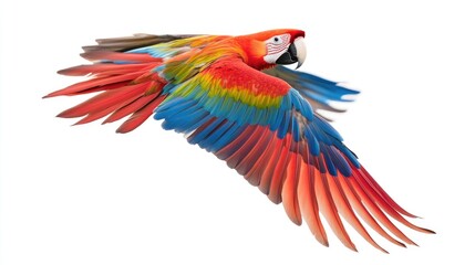 Obraz premium Scarlet Macaw in Flight, Spreading Colorful Feathers