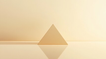 A single beige triangular prism sits on a beige surface