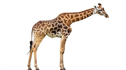 Fototapeta premium Giraffe Standing Against a White Background