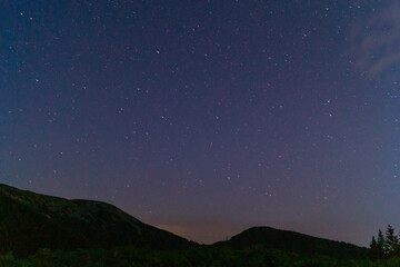 Fototapeta premium night sky above forest hills