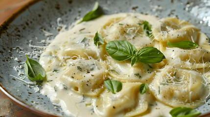 Ravioli in Creamy Sauce - Delicious Food Photography