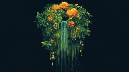 Floral Waterfall: A Serene Oasis of Nature's Beauty