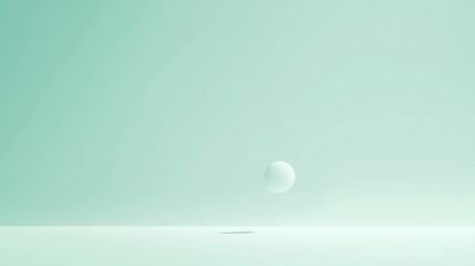A Single White Sphere Floats Above A Pale Green Plane