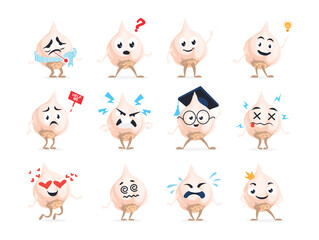 Fototapeta premium Fun garlic cartoon character expressing various emotions through creative poses and gestures