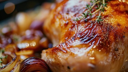 A delicious plate of roast chicken with roast chicken and vegetables, perfect for a delicious dinner or lunch