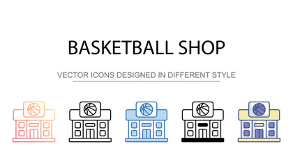 Basketball shop icon design with white background stock illustration