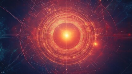 Obraz premium Glowing Geometric Lines and Shapes with Light Effects in Space