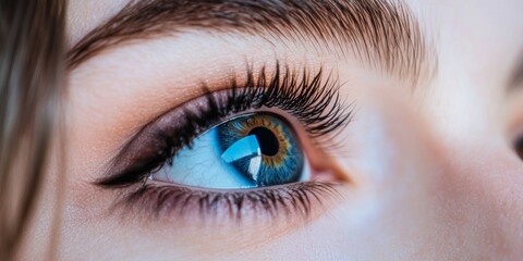 Obraz premium Close-Up of Striking Blue and Brown Eye with Lashes