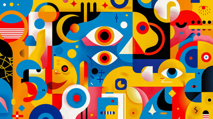 Obraz premium A colorful abstract background with many different shapes and colors