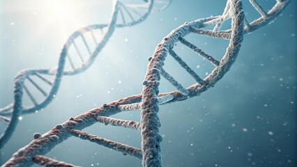 Detailed View of DNA Helix under Bright Light, scientific instruments, microscopic image, twisted strands