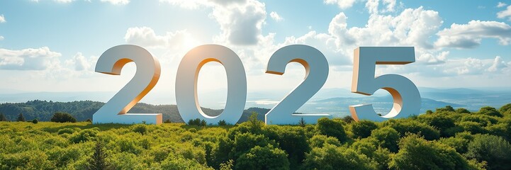 2025 New Year concept for Sustainable environment development goals on Top view nature. SDGs, ESG, Net Zero, and emission carbon neutral concept.sustainability management environmental for save world