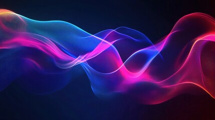 Vibrant Abstract Digital Waves with Neon Colors and Energy Flow