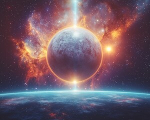 Fototapeta premium Visualization of Planet Orbits Cosmic Action and Celestial Wonders in Digital Art