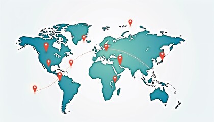 Obraz premium World map with delivery destinations marked for logistics and transportation concept