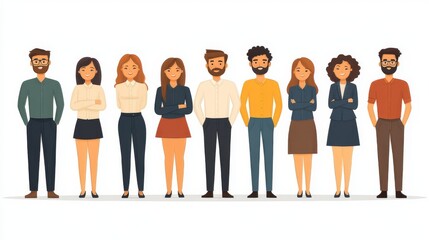 Fototapeta premium Modern Office Staff Group Illustration in Flat Design Style