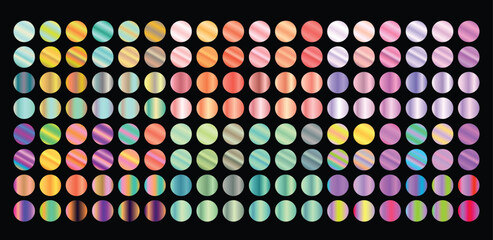 Big set of metallic gradients. Different colored metal set. Vector