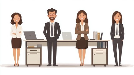 Fototapeta premium Professional Office Staff Vector Illustration on White Background