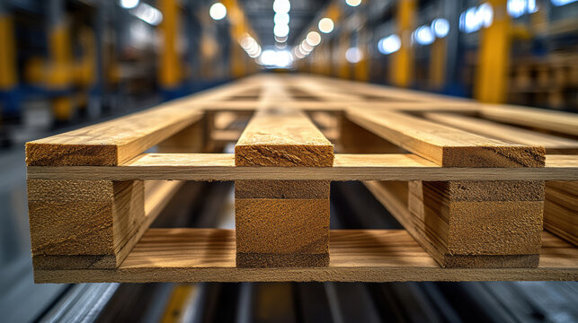 close up of freshly assembled euro pallet in factory