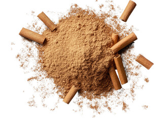 Ground cinnamon and cinnamon sticks