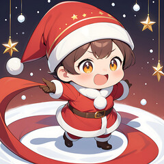 Cute and Adorable Santa Claus Illustration in Cartoon Style. Generative AI