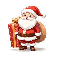 Cute and Adorable Santa Claus Illustration in Cartoon Style. Generative AI