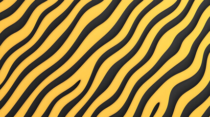 Fototapeta premium A vibrant pattern featuring alternating black and yellow wavy lines, reminiscent of animal stripes, creating a dynamic visual effect.