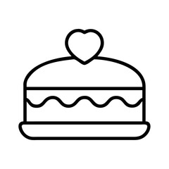 cake icon, food vector icon, beverage vector illustration - black outline icon of cake symbolizing food, beverage, and tasty food in simple design.