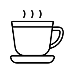 coffee cup icon, food vector icon, beverage vector illustration - black outline icon of coffee cup symbolizing food, beverage, and tasty food in simple design.