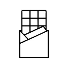 chocolate bar icon, food vector icon, beverage vector illustration - black outline icon of chocolate bar symbolizing food, beverage, and tasty food in simple design.