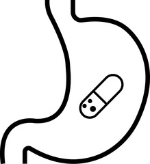 Heartburn black glyph icon. Stomach ache. Food poisoning. Gastrointestinal problem. Inflammation in organ. Silhouette symbol space. Gastritis and acid reflux, indigestion and stomach pain problems.