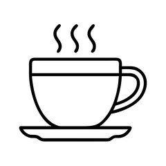 coffee cup icon, food vector icon, beverage vector illustration - black outline icon of coffee cup symbolizing food, beverage, and tasty food in simple design.