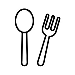 fork spoon icon, food vector icon, beverage vector illustration - black outline icon of fork spoon symbolizing food, beverage, and tasty food in simple design.