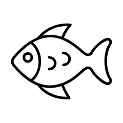 Obraz premium fish icon, food vector icon, beverage vector illustration - black outline icon of fish symbolizing food, beverage, and tasty food in simple design.