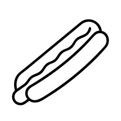 hot dog icon, food vector icon, beverage vector illustration - black outline icon of hot dog symbolizing food, beverage, and tasty food in simple design.
