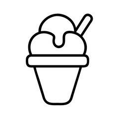 ice cream icon, food vector icon, beverage vector illustration - black outline icon of ice cream symbolizing food, beverage, and tasty food in simple design.
