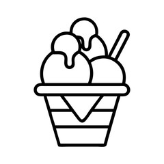 ice cream icon, food vector icon, beverage vector illustration - black outline icon of ice cream symbolizing food, beverage, and tasty food in simple design.