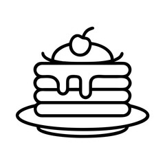 pancakes icon, food vector icon, beverage vector illustration - black outline icon of pancakes symbolizing food, beverage, and tasty food in simple design.
