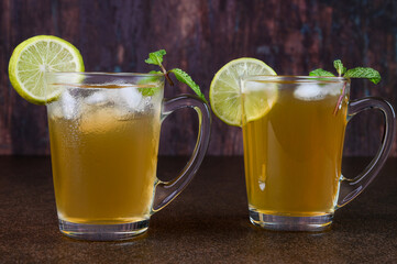 Iced tea served in glass cups.