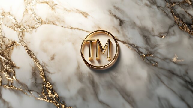 Golden TM Logo on Marble 