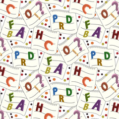 Notebook sheets with letters.Vector seamless pattern with colorful letters on notebook papers.