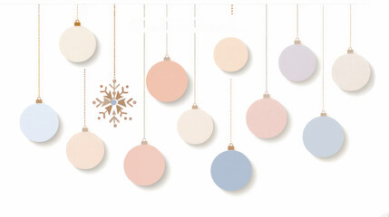 Christmas Ornament Collection with Delicate Snowflake on White Background, Ideal for Holiday Decorations and Seasonal Celebrations in a Minimalist Style