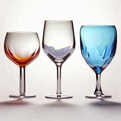Set of glass on white background